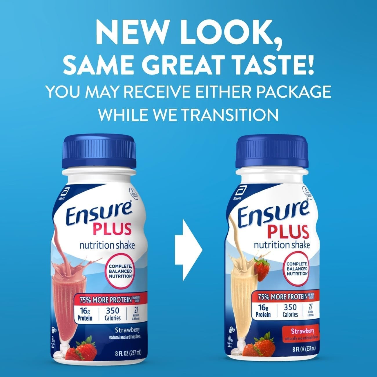 Ensure Plus Strawberry Nutrition Shake Meal Replacement Shake 8 fl oz – 24 Pack