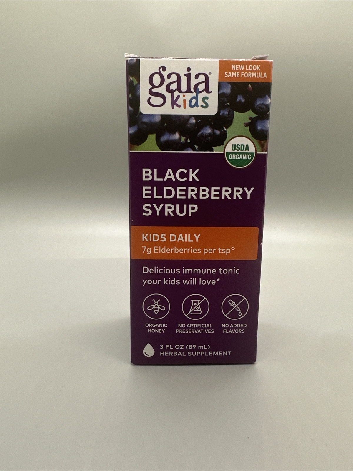 Gaia Kids, Black Elderberry Syrup, 3 fl oz (89 ml) BB:07/2026