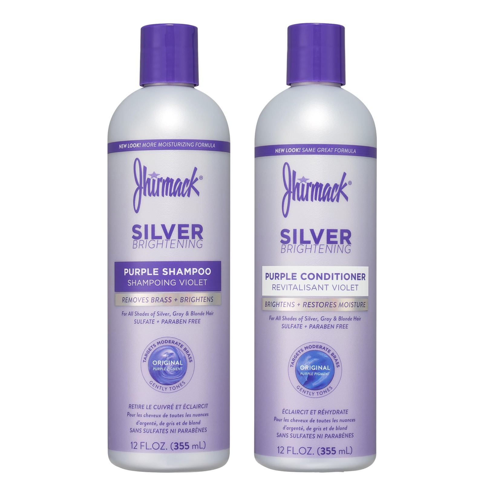 Shampoo and Conditioner Set Brightening Purple for Silver, Grey, and Blonde Hair
