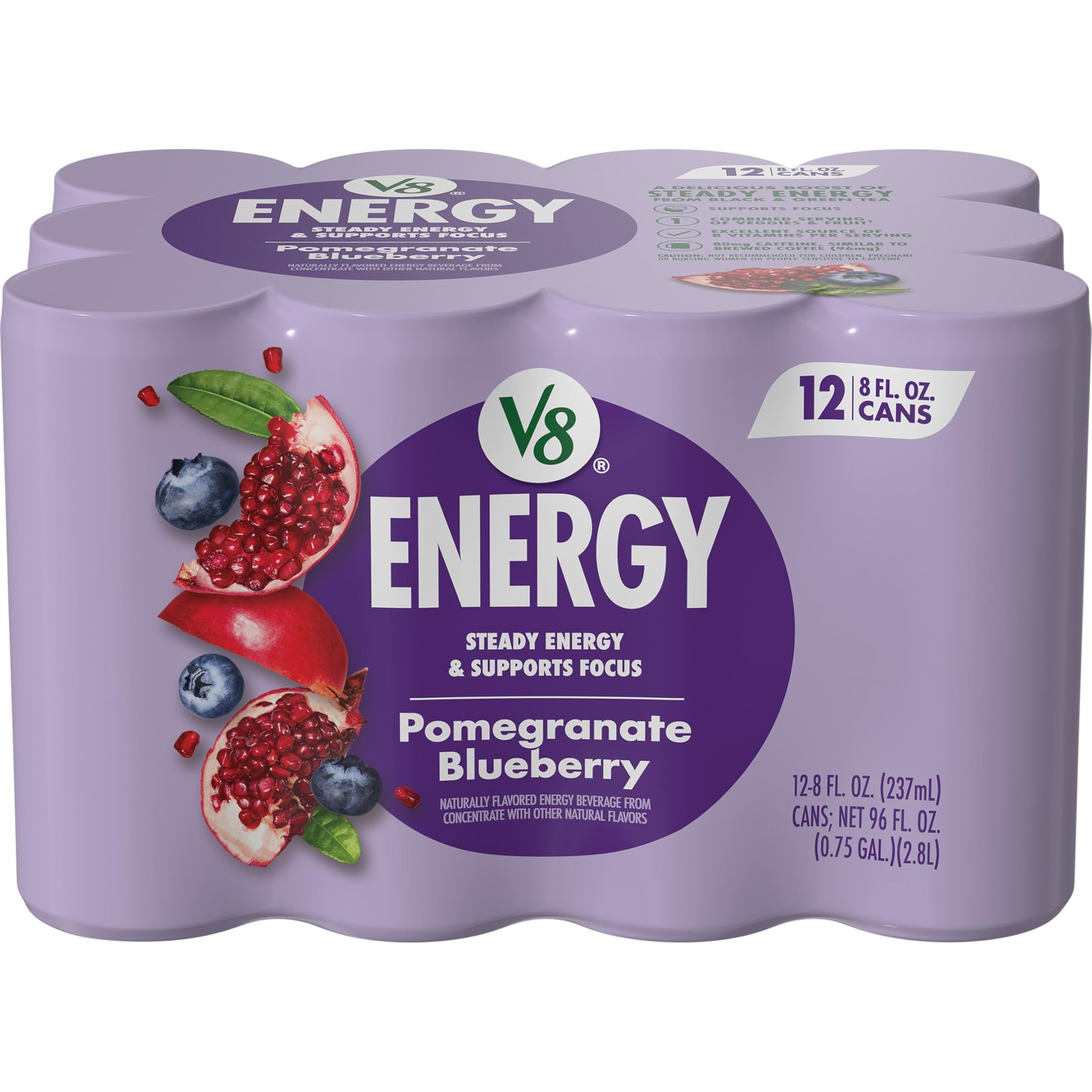 +Energy, Juice Drink with Green Tea, Pomegranate Blueberry, 8 Fl Oz Can, Pack…