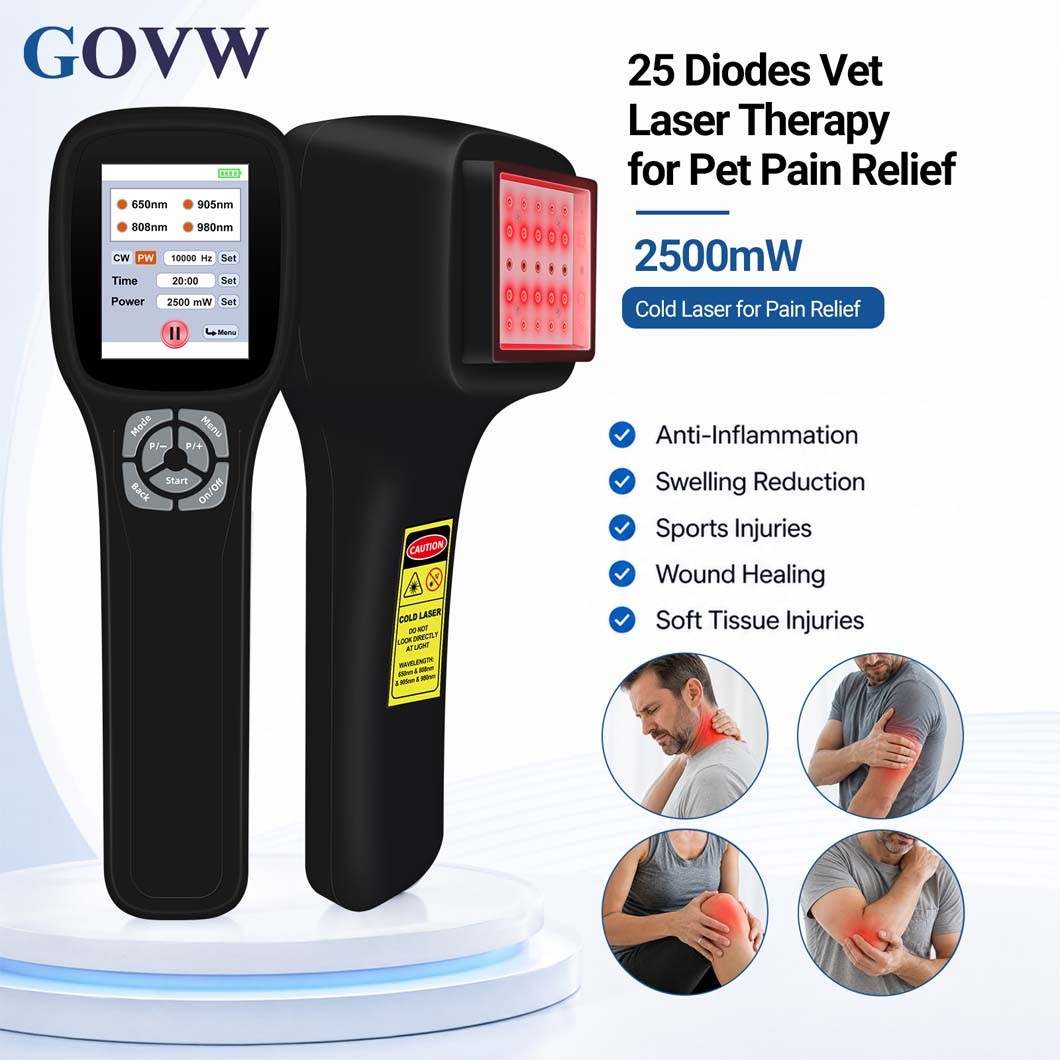 25 Diodes FourWave Cold Laser Therapy Machine 2500mW Back Knee Pain Relief Human