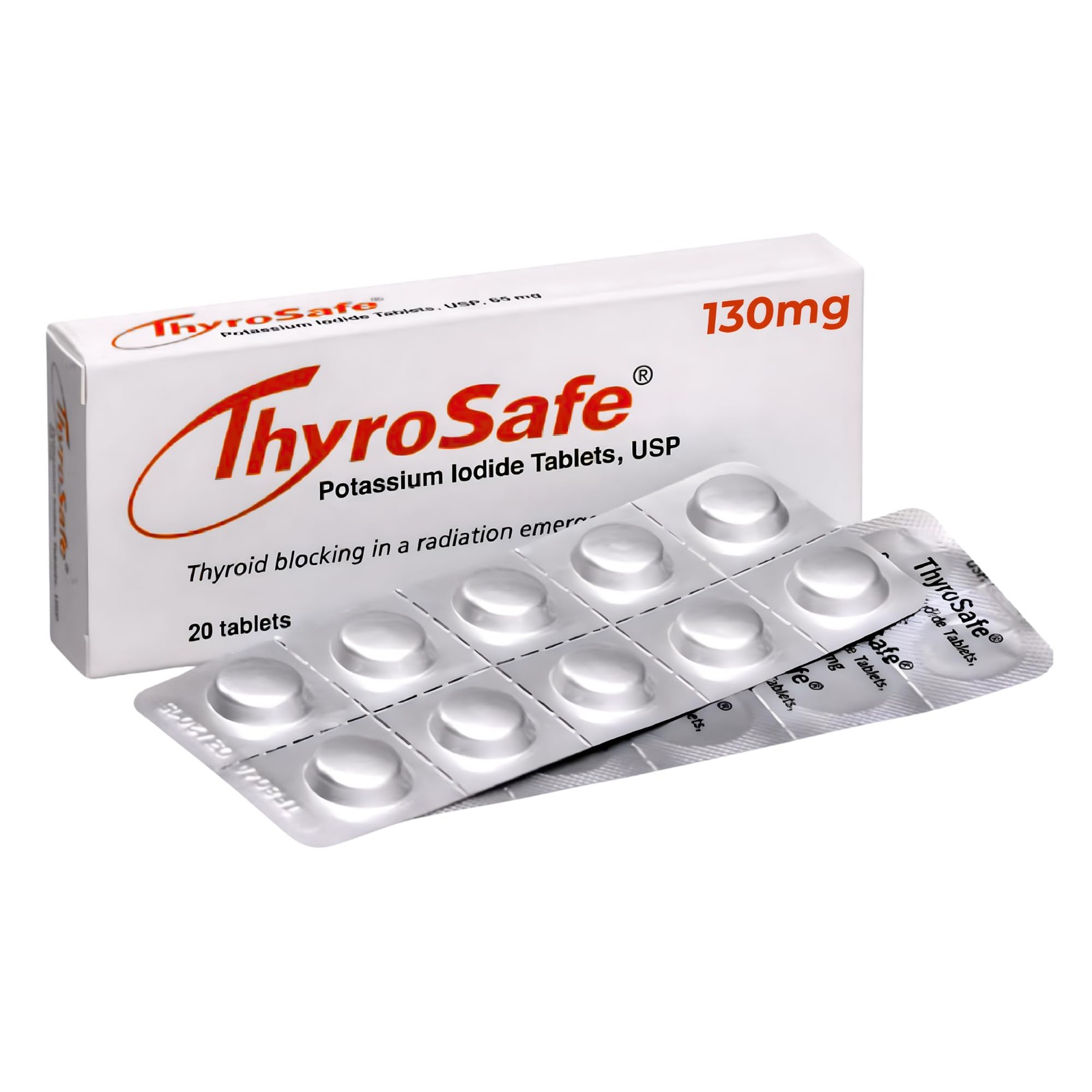 Potassium Iodide Tablets 130mg KI Pills 20 Count Radiation Emergency Protection