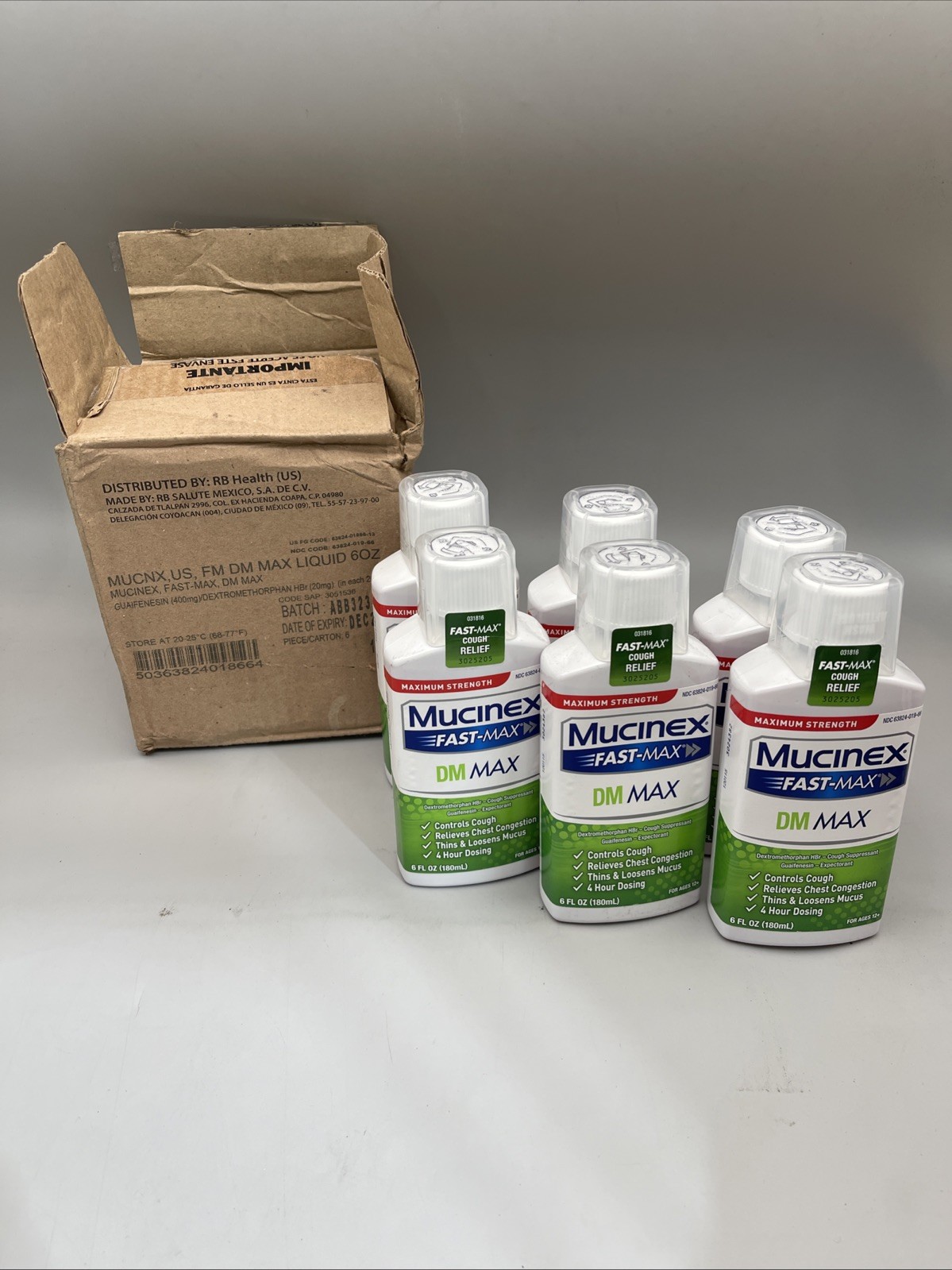 6 Pack MUCINEX Fast Max DM MAX Cough Relief Chest Congestion Exp 12/26