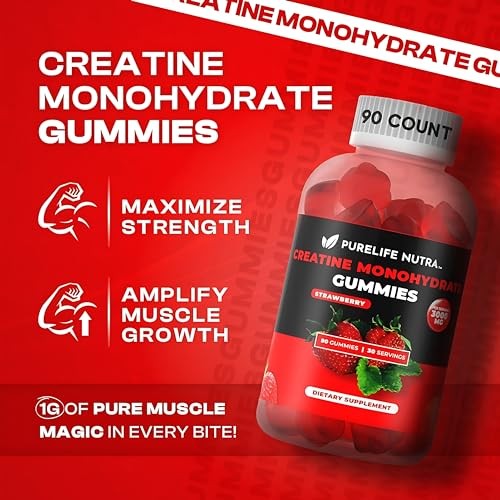 Creatine Monohydrate Gummies 3g 90 Count Sugar Free Vegan