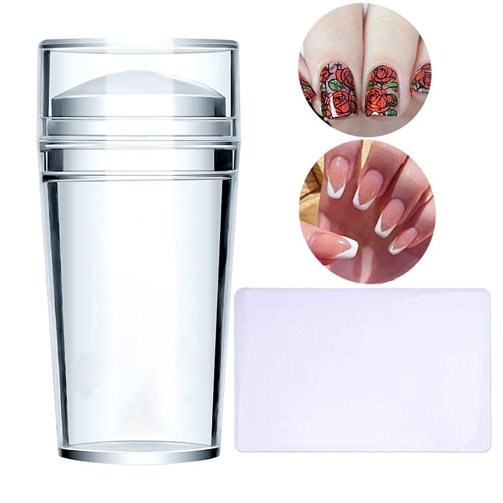 Silicone Head Nail Stamp Set with Scraper French Nail Art Template DIY Tool