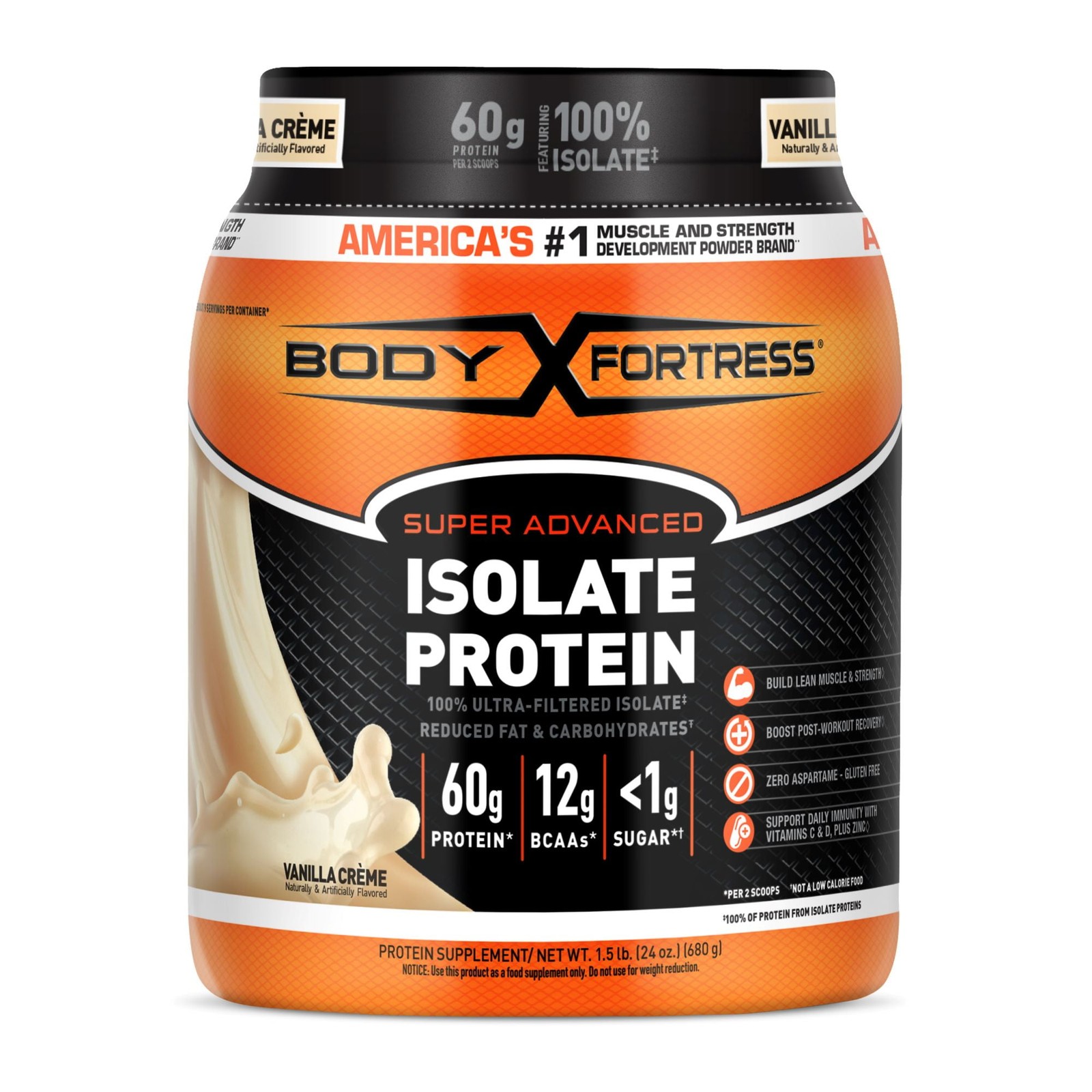 Body Fortress Super Advanced 100% Ultra-filtered Isolate Protein Powder,Vanilla