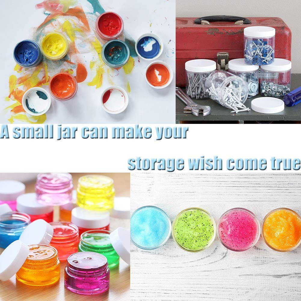 20 PCS 2oz Plastic Empty Jars with Lids(White),Wide-Mouth Refillable Storage