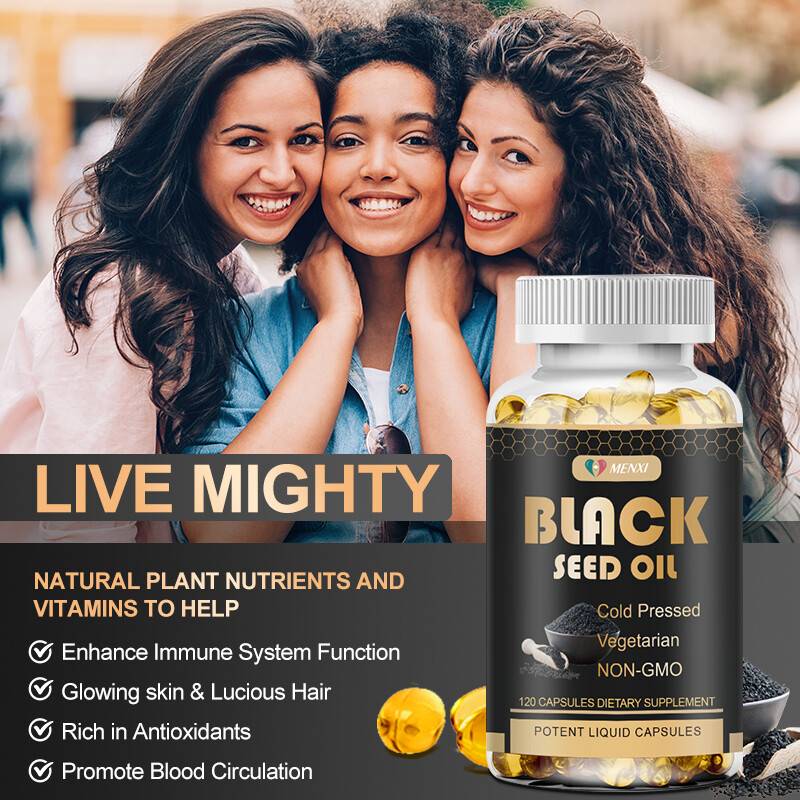 2PC 1000mg Black Seed Oil,Premium Cold Pressed,Non-GMO,Vegan,Premium Black Seed