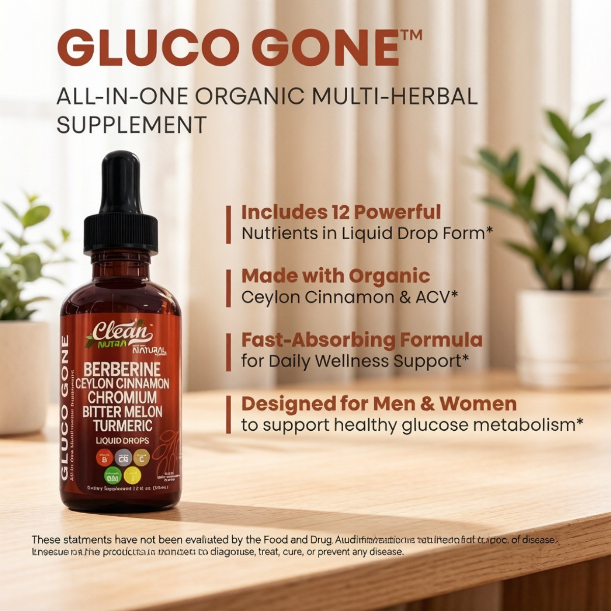 Clean Nutra Berberine & Ceylon Cinnamon Drops–Liquid Metabolic Support,2 fl oz