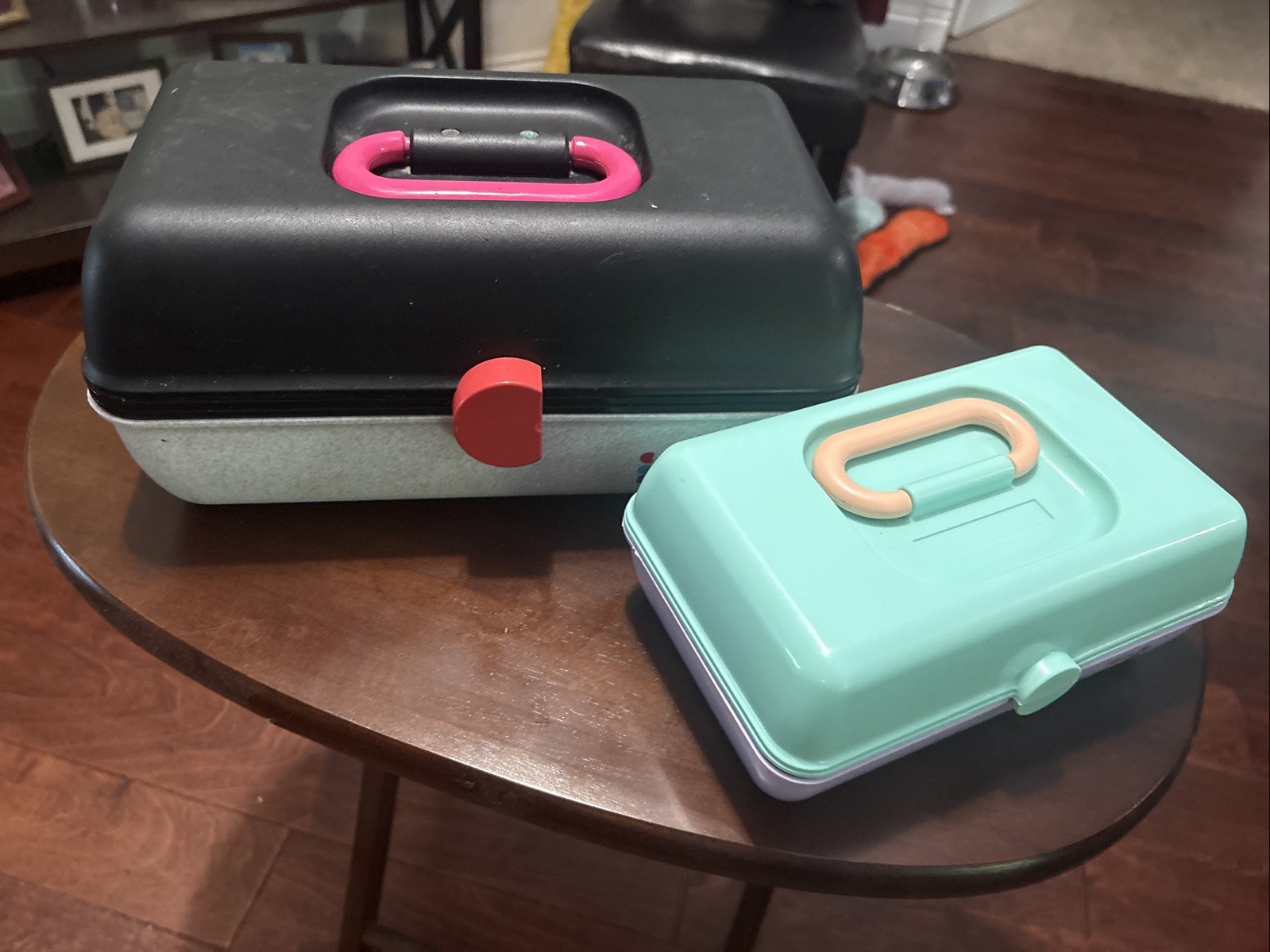 2 Caboodle Lavender Mint Green Black Pink Makeup Carrying Cases Mirror