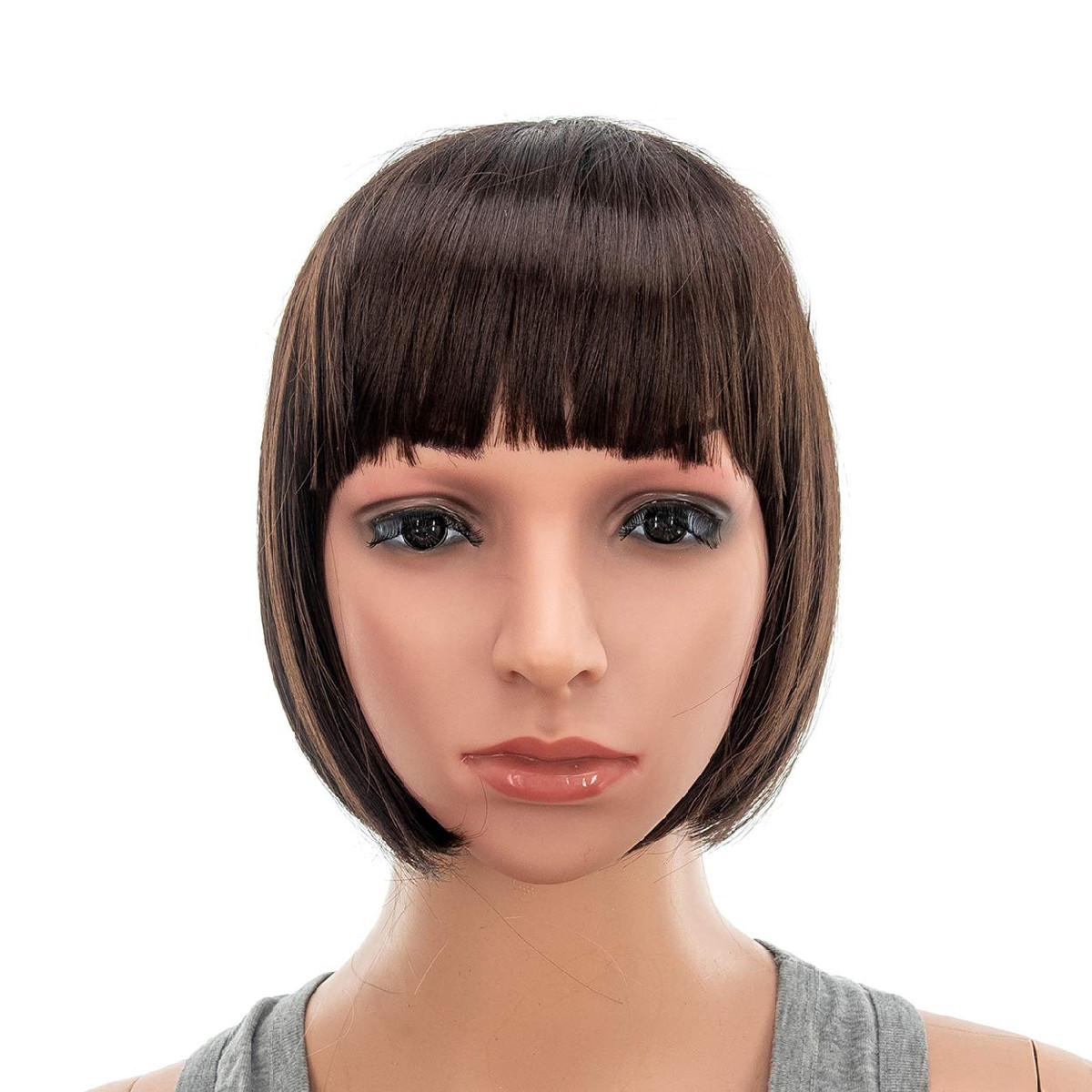 Swacc 10 Inch Short Straight Bob Wig Bangs Synthetic Colorful Cosplay Daily