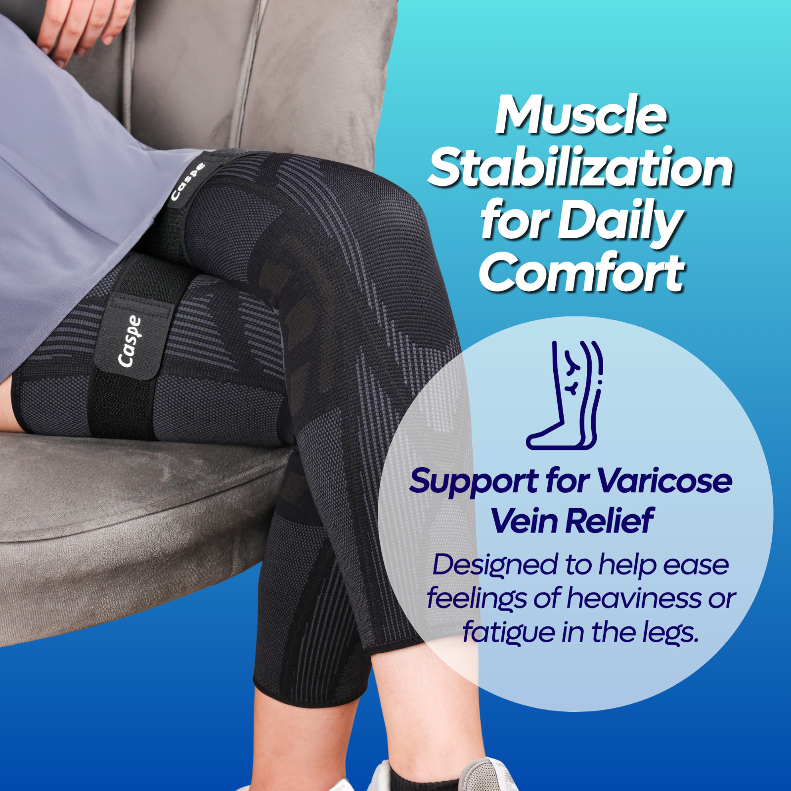 Full Leg Compression Sleeve Knee Support Brace Meniscus Tear Arthritis Pain Gym