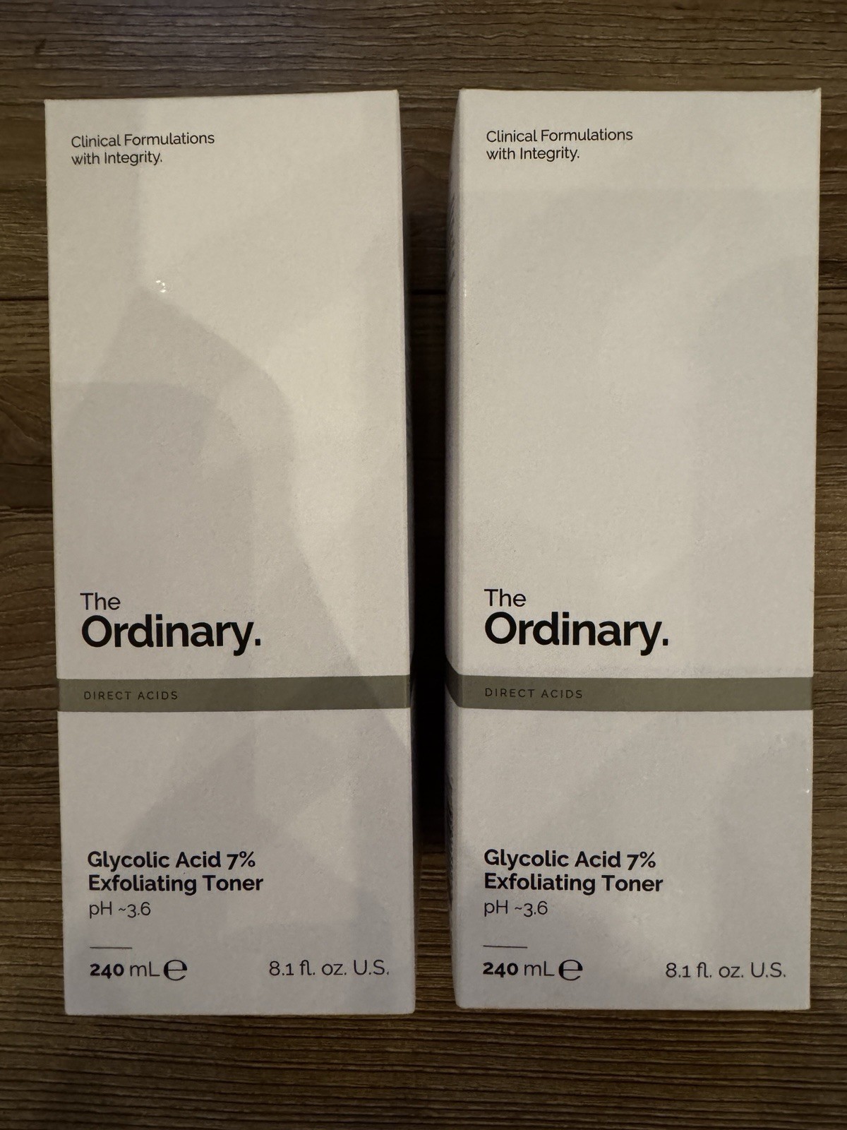 2x~The Ordinary~Glycolic Acid 7%~Exfoliating Toner~100ml / 3.4 fl oz each~NIB~