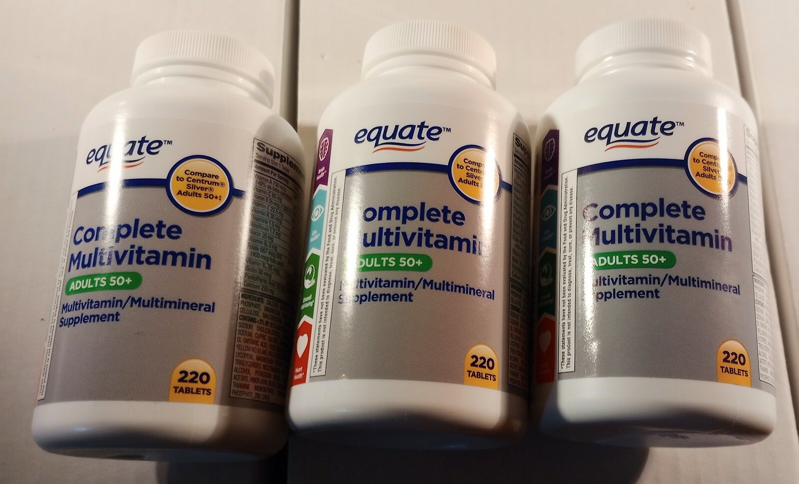 Equate Complete Multivitamin/Multimineral Supplement Tablets Adults 50+ 220 X3