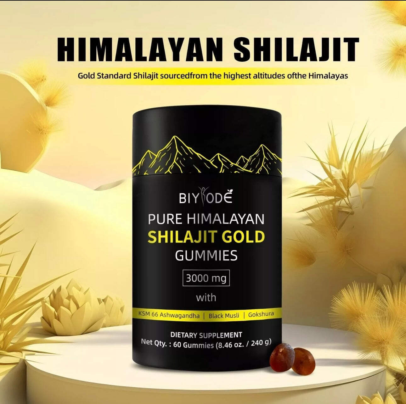 Mushroom Shilajit Gummies Immune Support w/ AshwagandhaChaga Himalayan