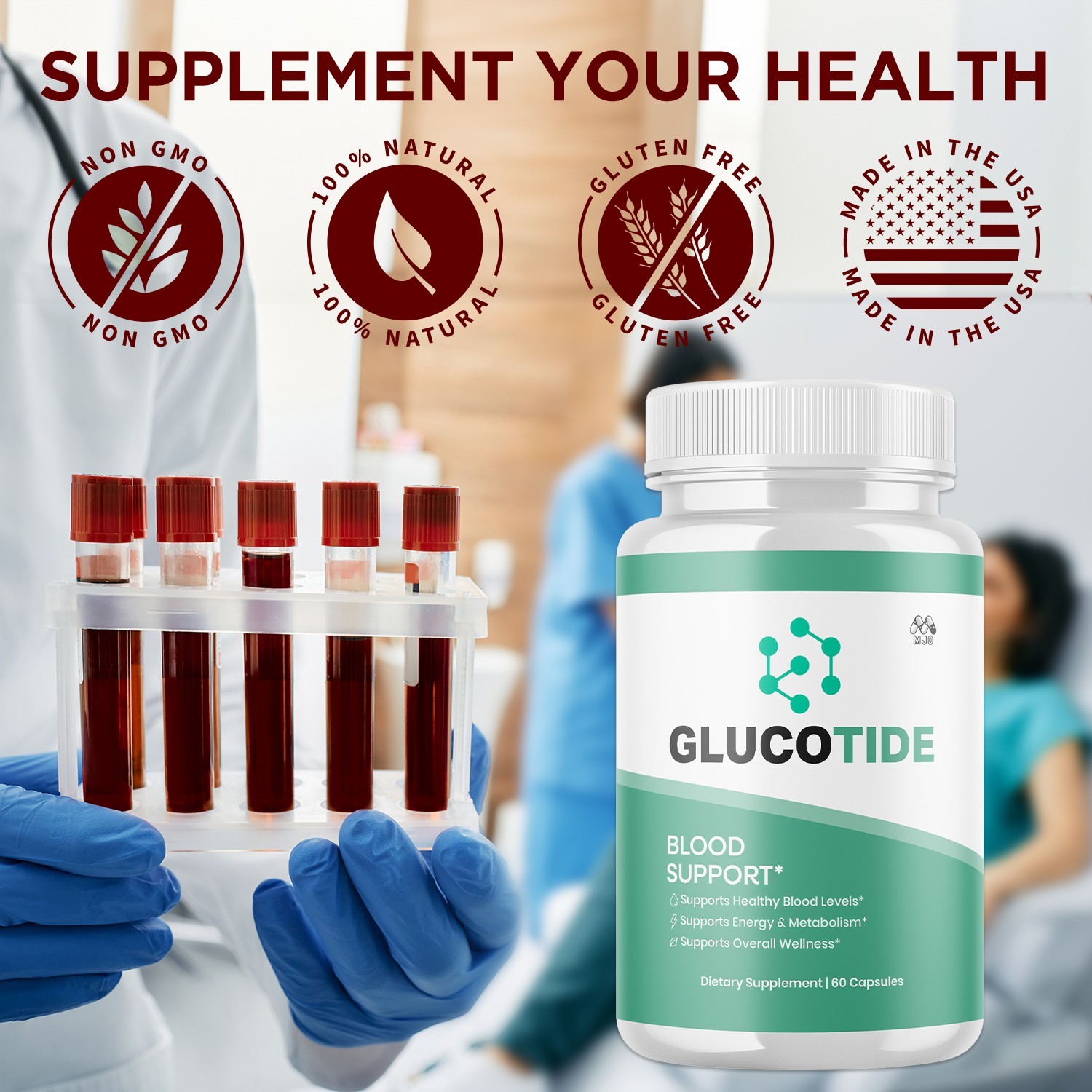 (3 Pack) Glucotide Advanced Blood Support Supplement Gluco Tide 180 Capsules