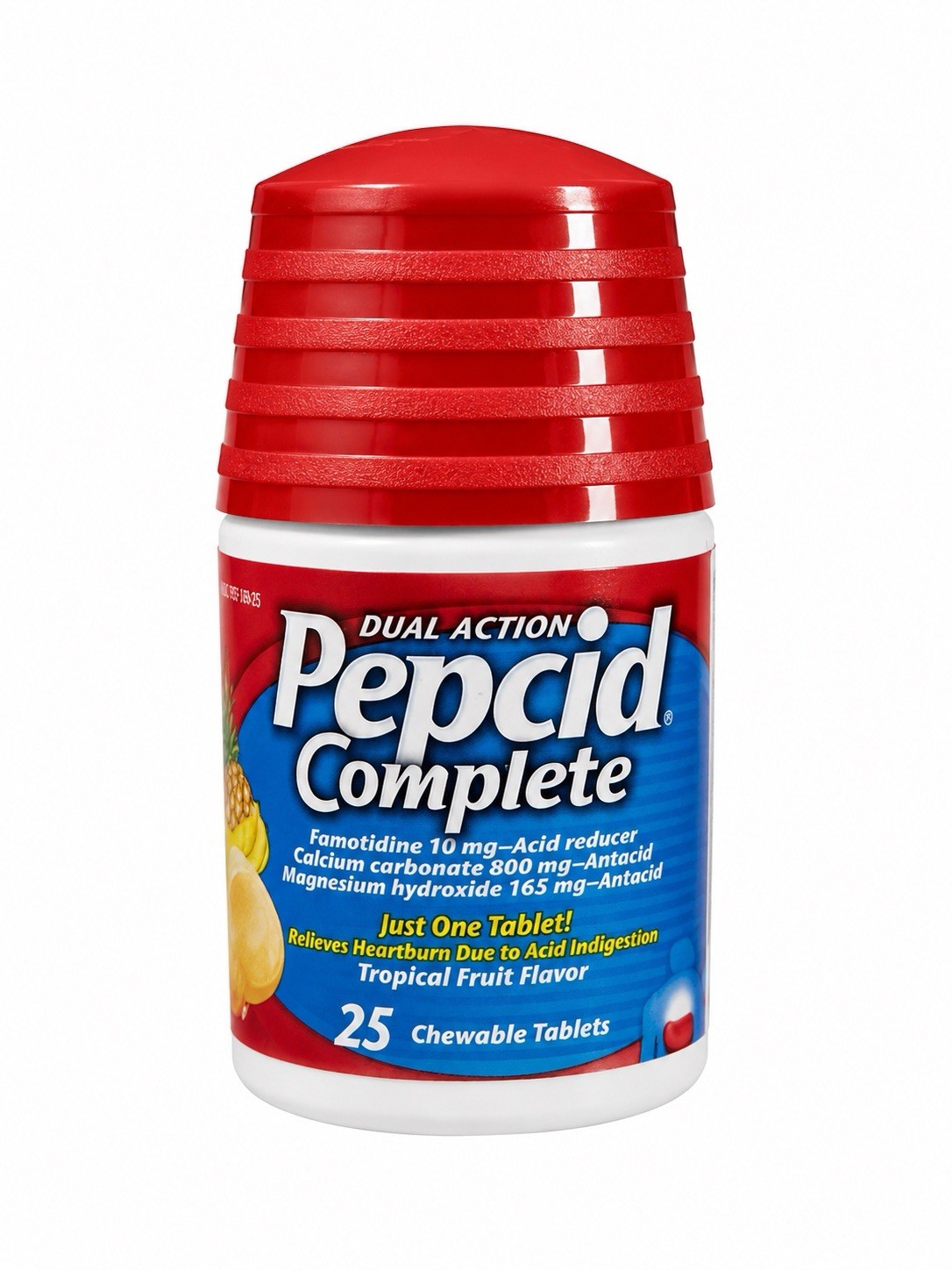 Pepcid Complete Dual Action Tropical Fruit Chewable Tablets 25 Ct Exp 6/28