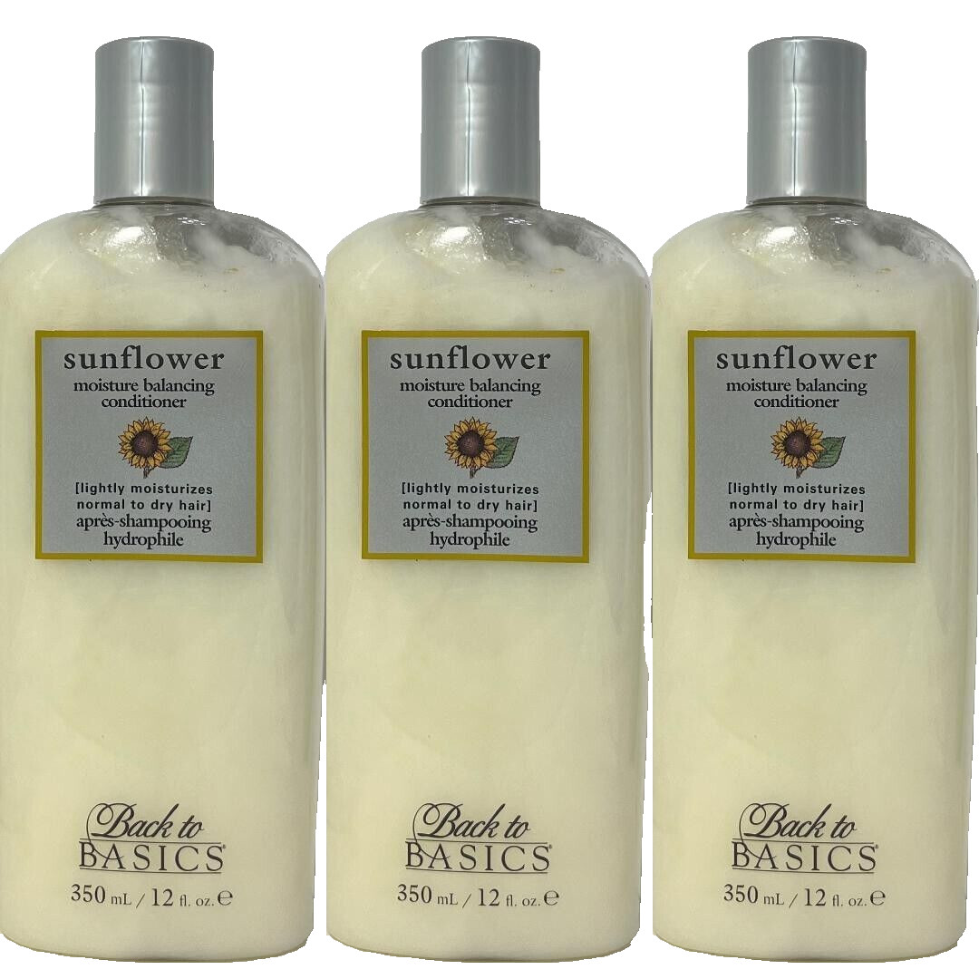 3 Back to Basics SUNFLOWER MOISTURE BALANCING CONDITIONER 12 oz Each (121)