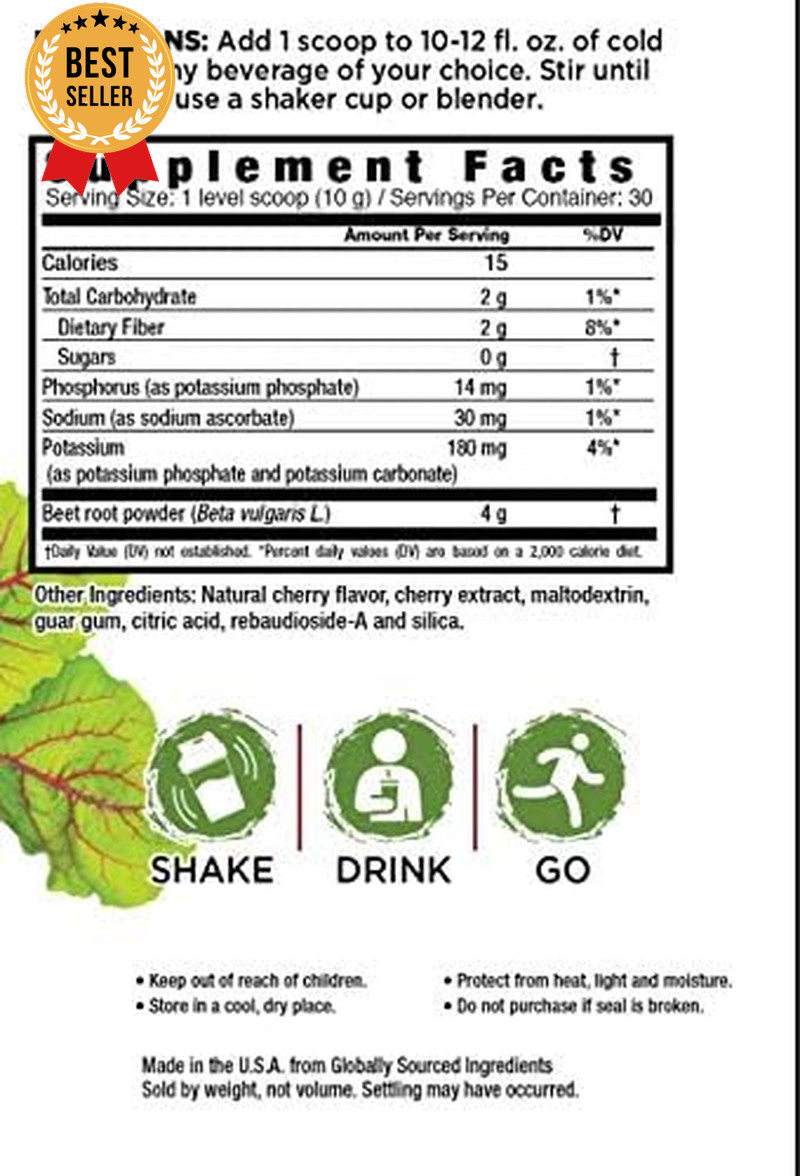 Beet Root Powder Supplement 30 Servings Nitric Oxide Booster Energy Circulation