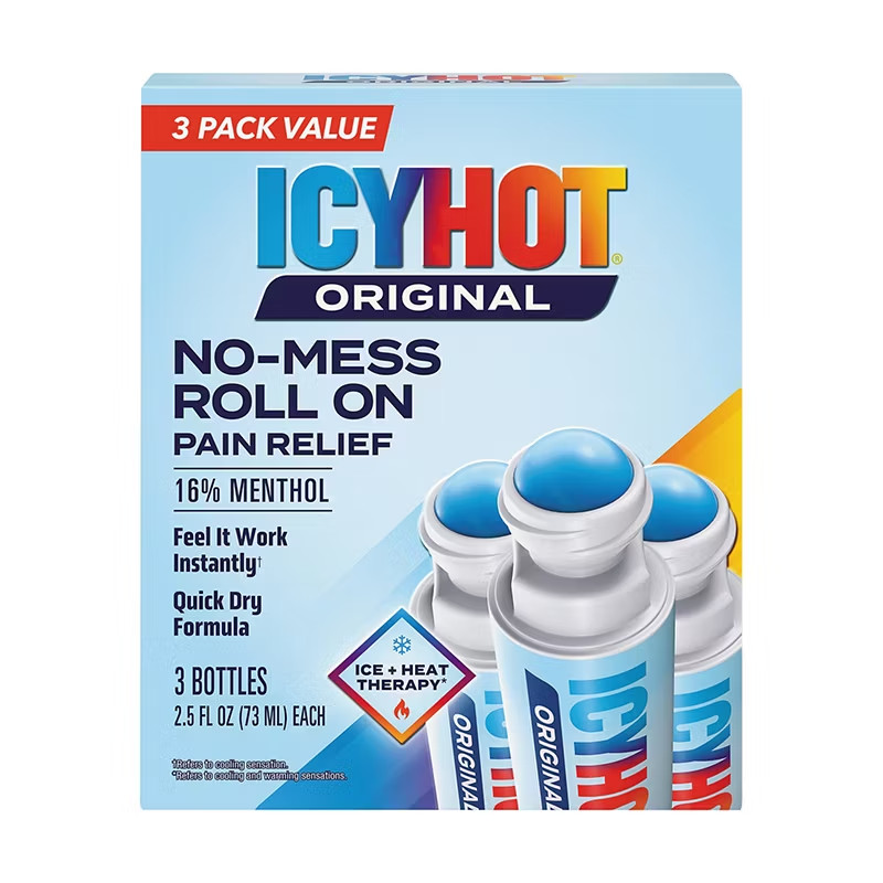 Icy Hot Pain Relief Roll-On No Mess 3 Pack 2.5 oz | Fast Acting Relief