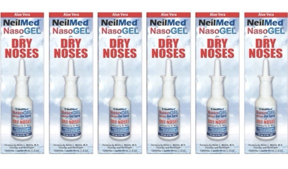 NeilMed Nasogel For Dry Noses Drip Free Gel Spray 6 Pack 1 fl oz Each (10/27+)