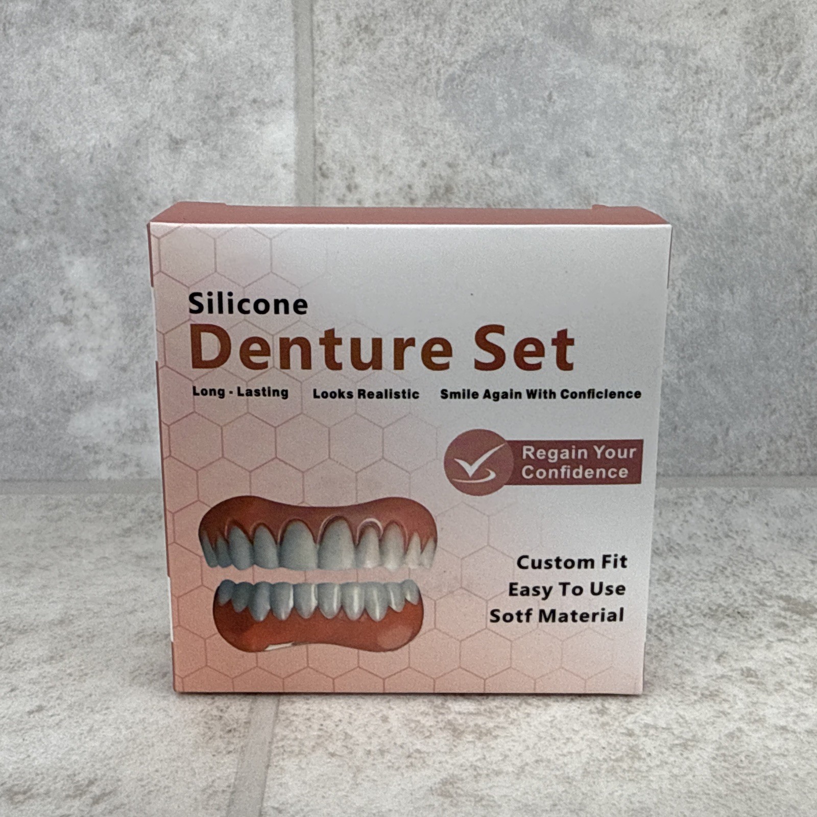 Dentures for Men & Women Silicone Upper Lower False Teeth Natural Shade Smile