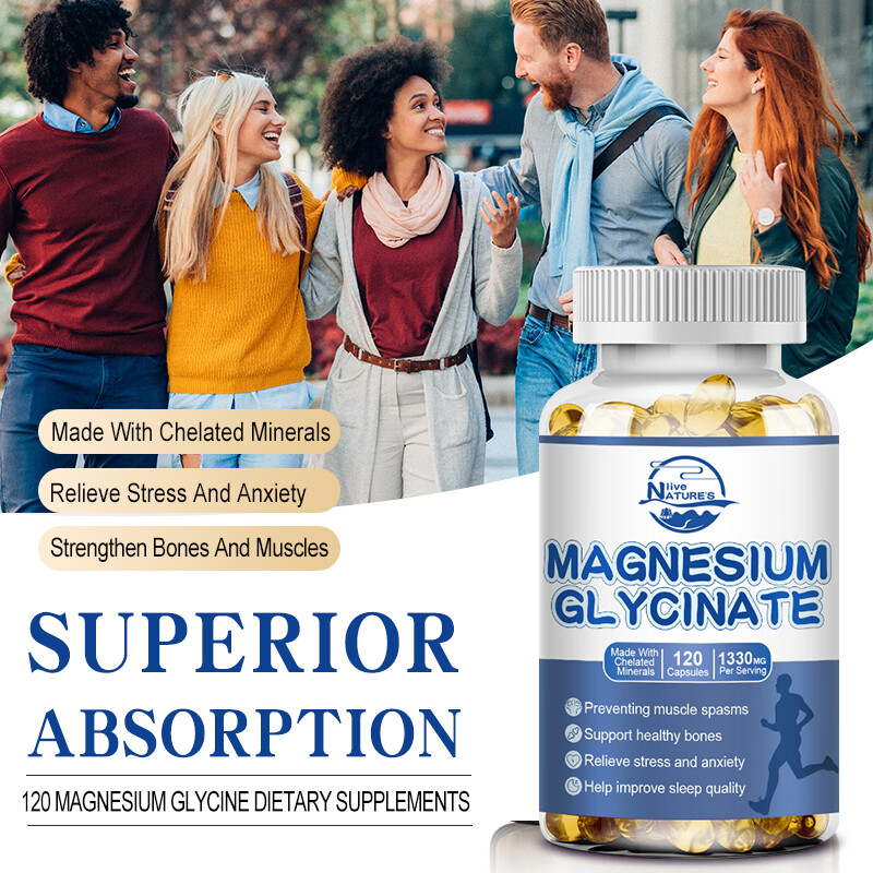 Magnesium Glycinate 120 Capsules 1330mg Stress & Anxiety Relief High Strength