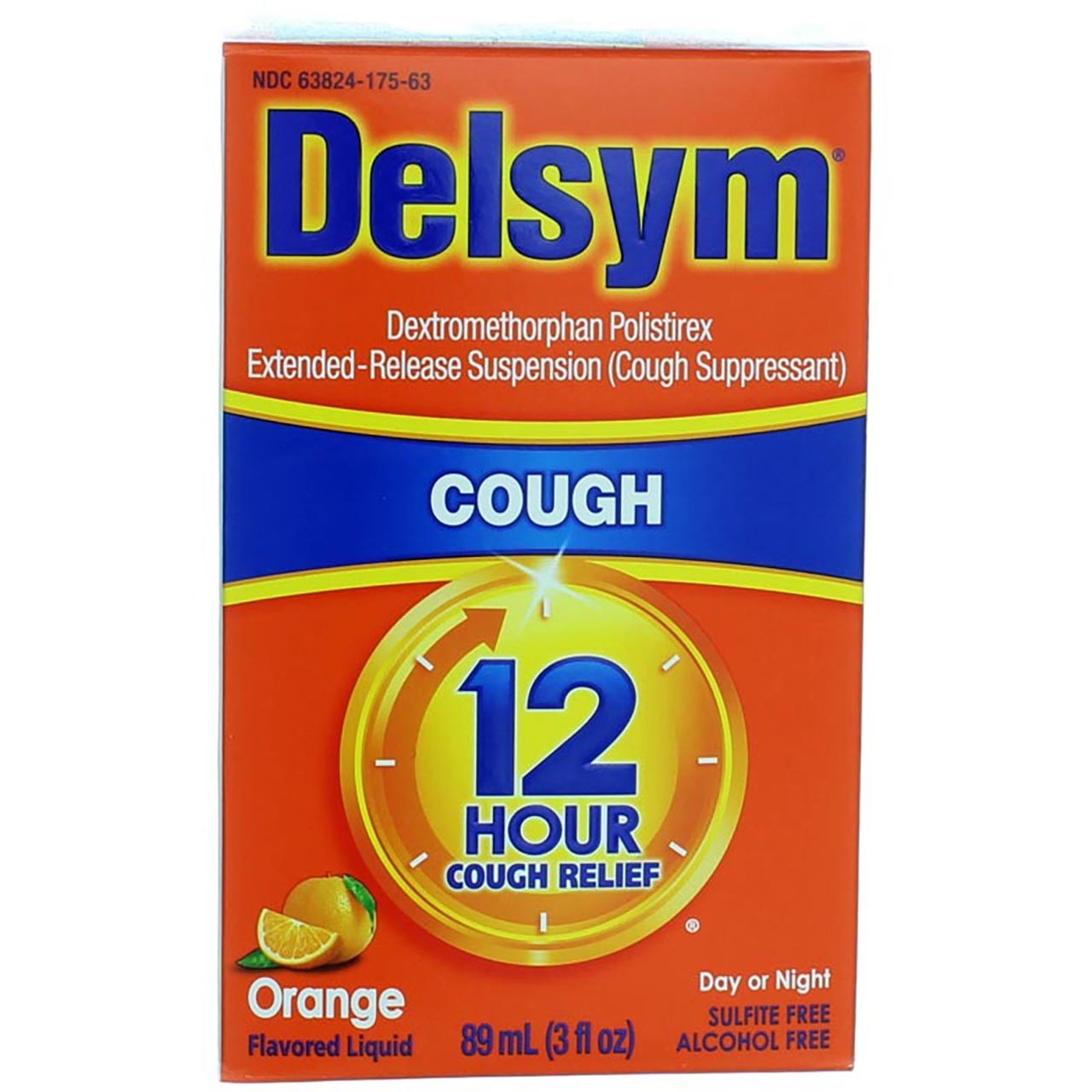 3 Pack Delsym Cough Suppressant Liquid, 30 12-Hour, Orange 5.3 oz