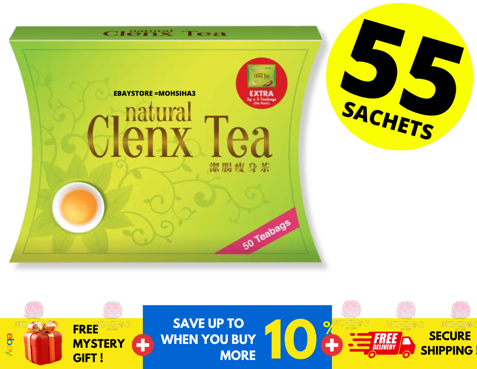 NH Detoxlim Clenx Natural Slimming Weight Loss & Detox Tea 55 Sachets