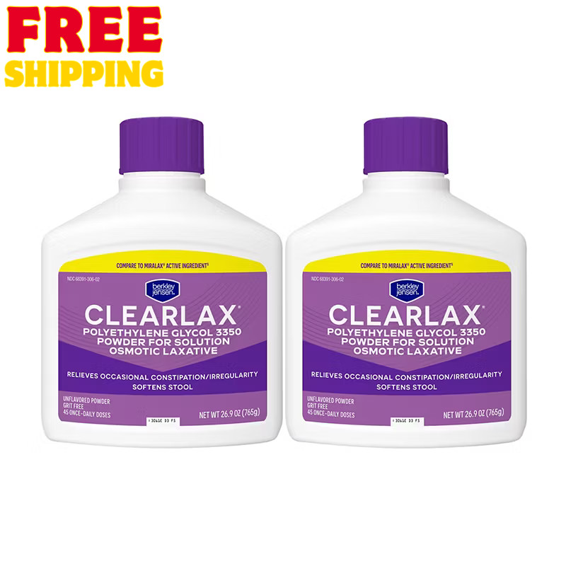 Berkley Jensen ClearLax Powder Laxative, 2 pk./26.9 oz. FREE SHIPPING