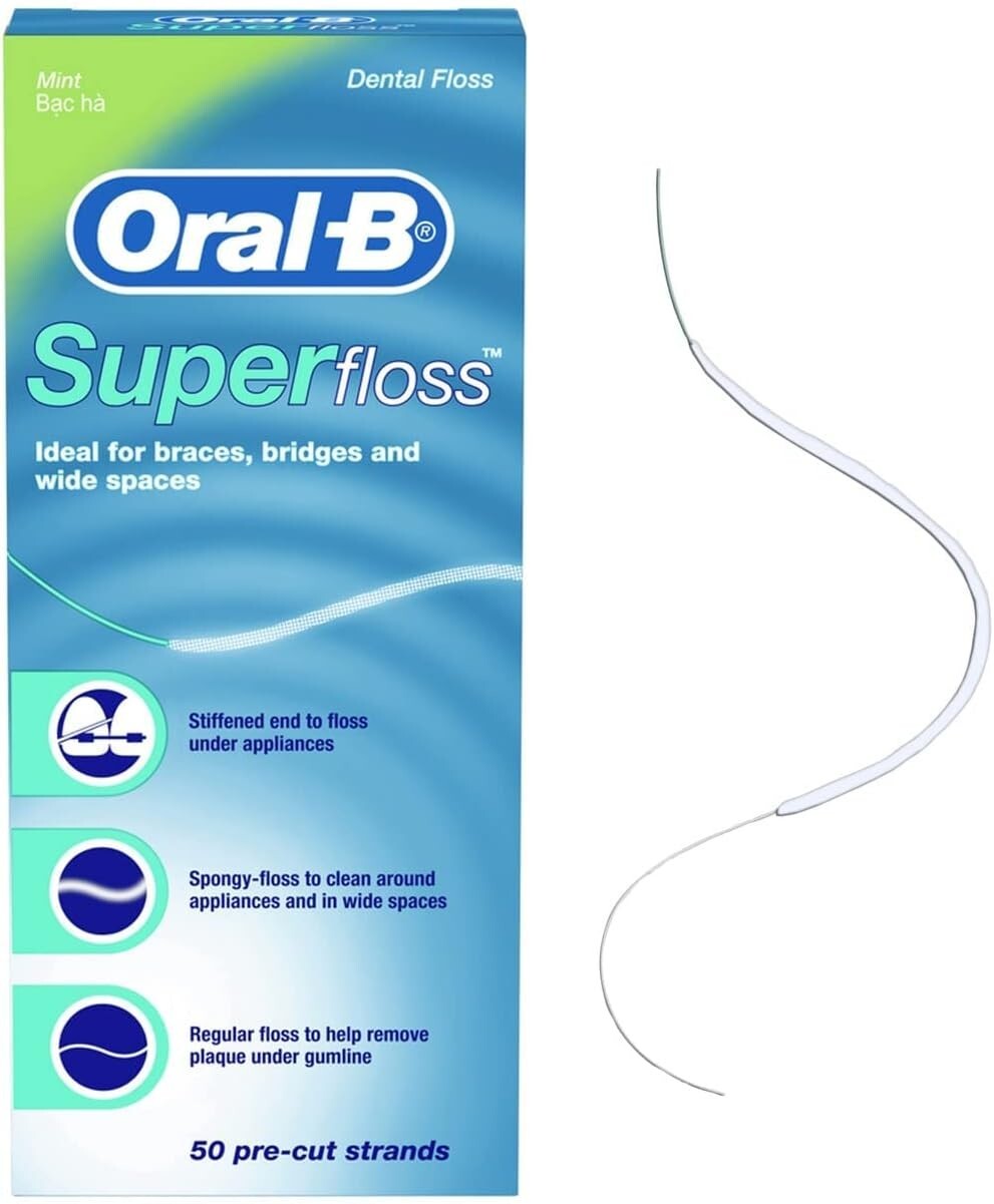 Oral-B Super Floss Pre-Cut Strands Dental Floss, Mint, 50 Count (pack of 1-3)