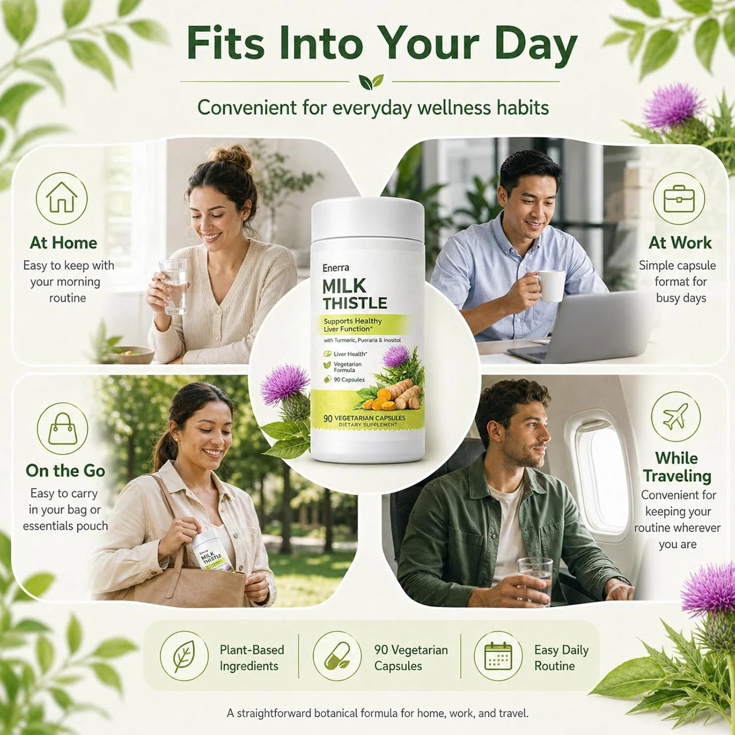 kivo Enerra Milk Thistle Liver Support Capsules, 90 Vegetarian Capsules | Liver