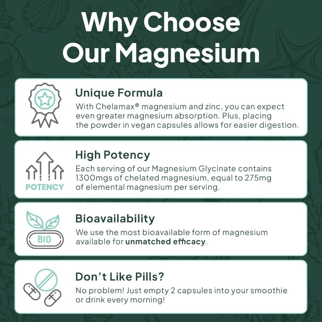 Organics Ocean Pure Magnesium Glycinate Strength Chelated- 90 CT sealed