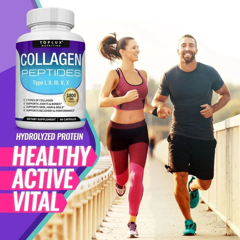 Toplux 1800mg Multi Collagen 90 Caps Skin Joint Support