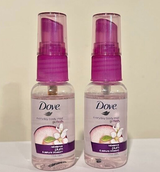 Dove Go Fresh Body Mist Rebalance Plum & Sakura Blossom 1 Oz /29 ml Pack of 2