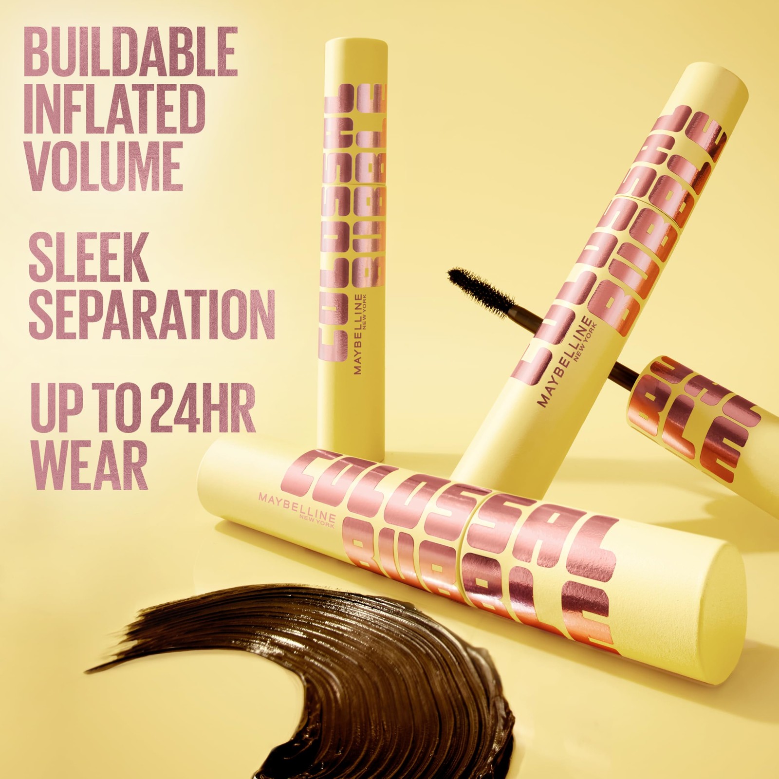 Maybelline The Colossal Bubble Waterproof Mascara, Very Black, Buildable Volume