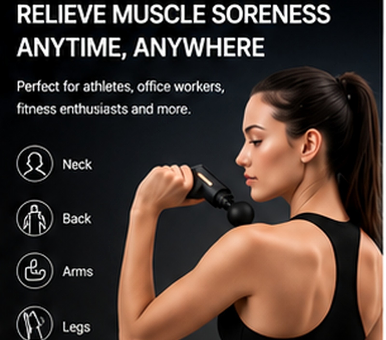 Mini Massage Gun Deep Tissue Percussion Massager Portable Quiet 4 Heads USB