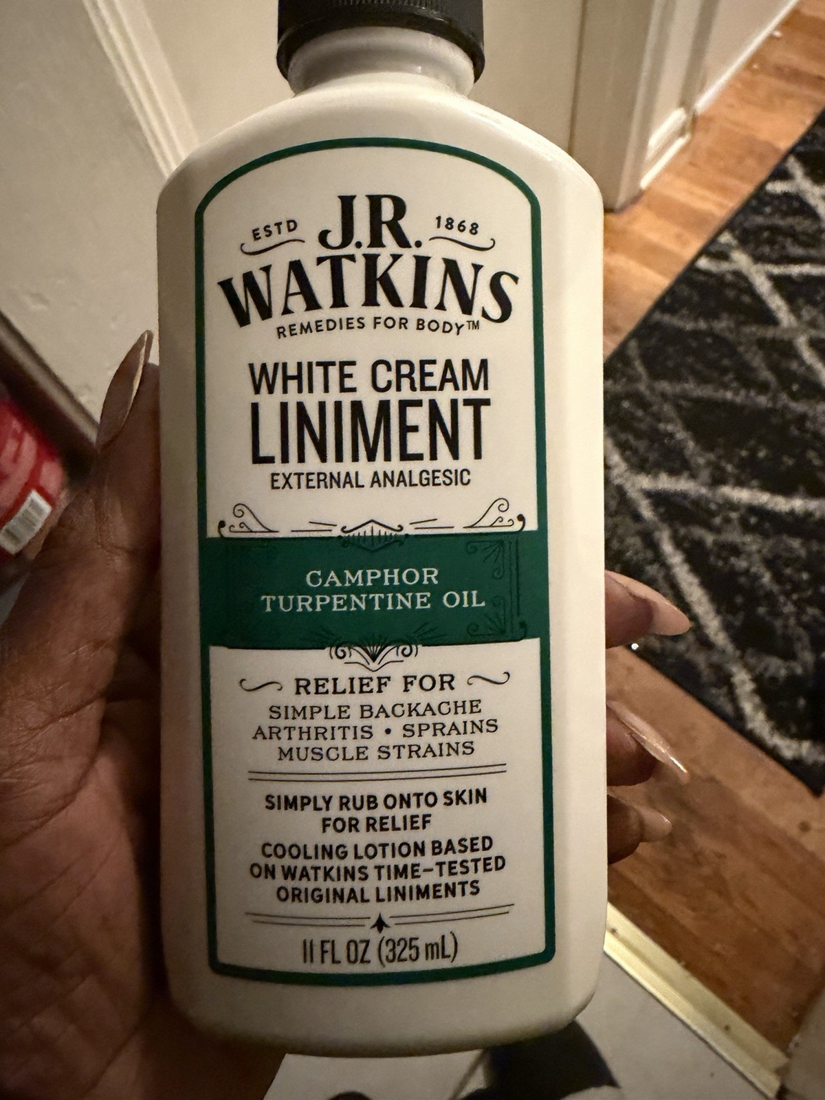 J.R. Watkins White Cream Liniment Topical Pain Treatment 11 fl oz Camphor