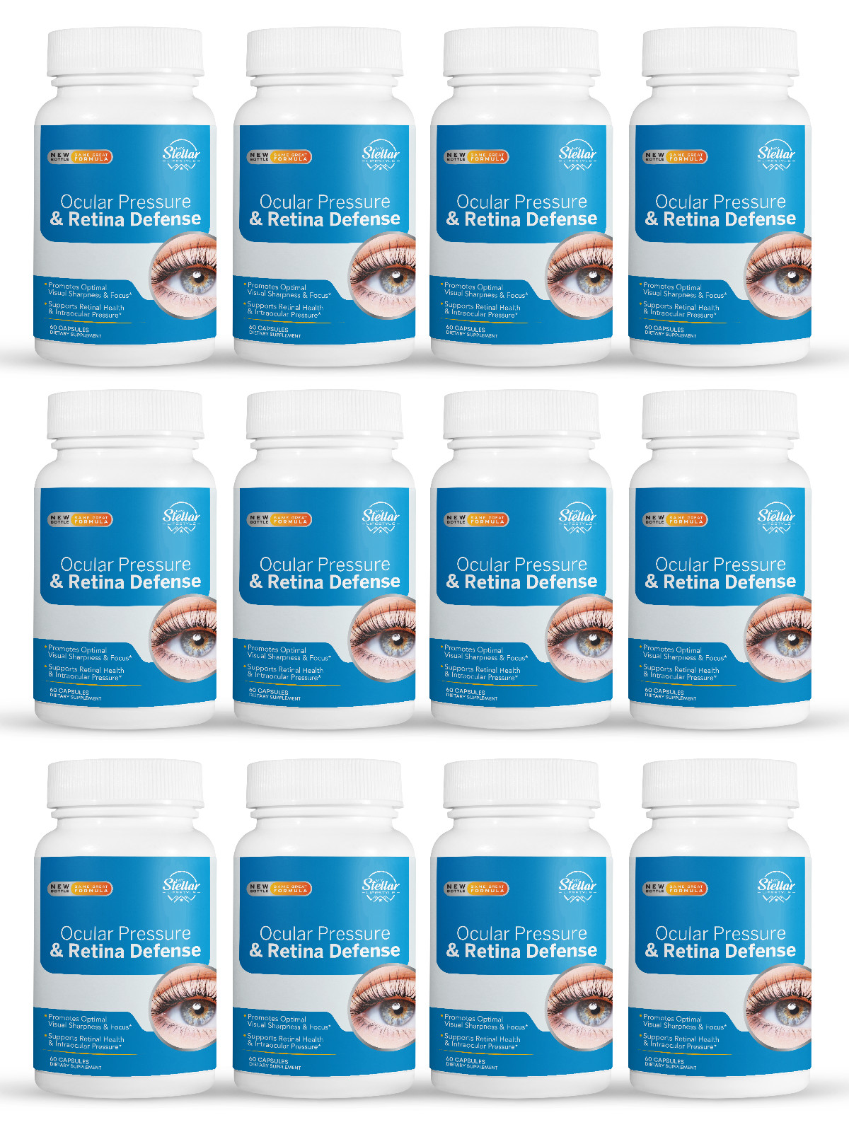 12 Pack Ocular Pressure & Retina Defense, intraocular health-60 Capsules x12