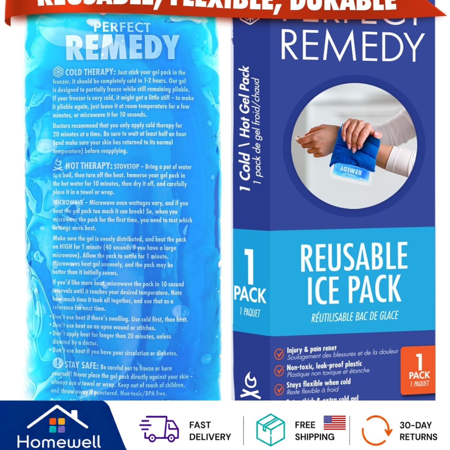 Reusable Gel Ice Pack for Targeted Pain Relief – Flexible Hot & Cold Therapy