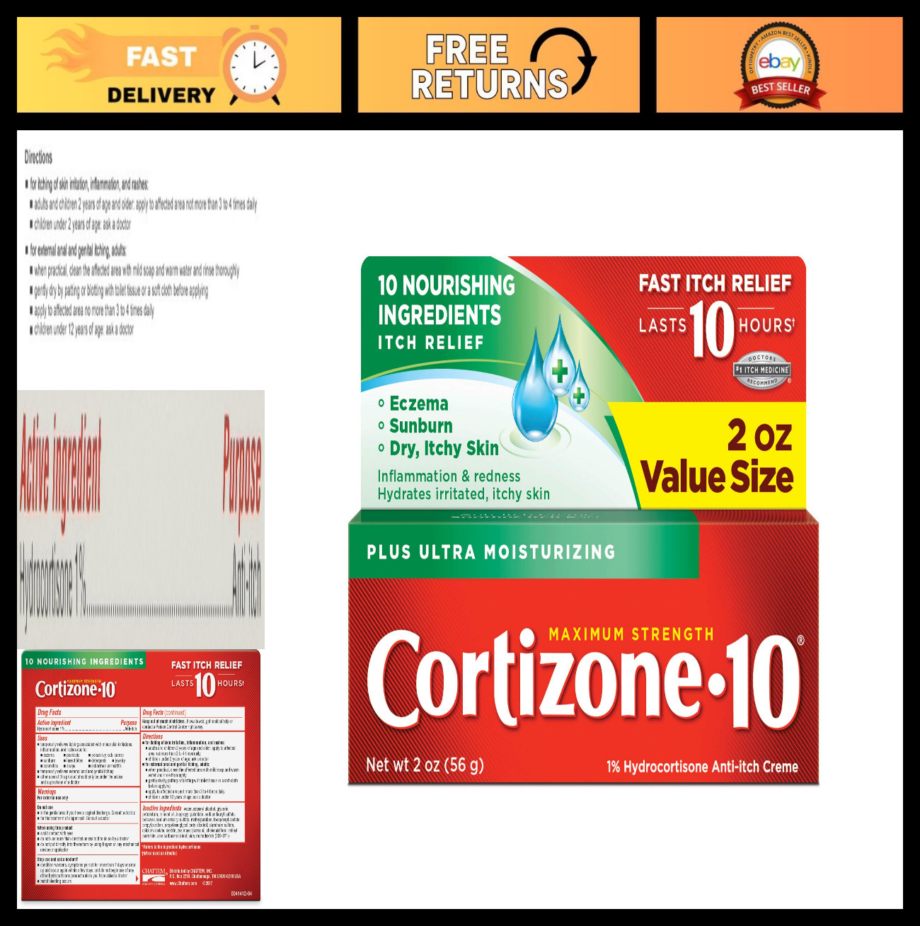 Maximum Strength Hydrocortisone Anti-Itch Cream with Moisturizers, 3-Pack 2oz