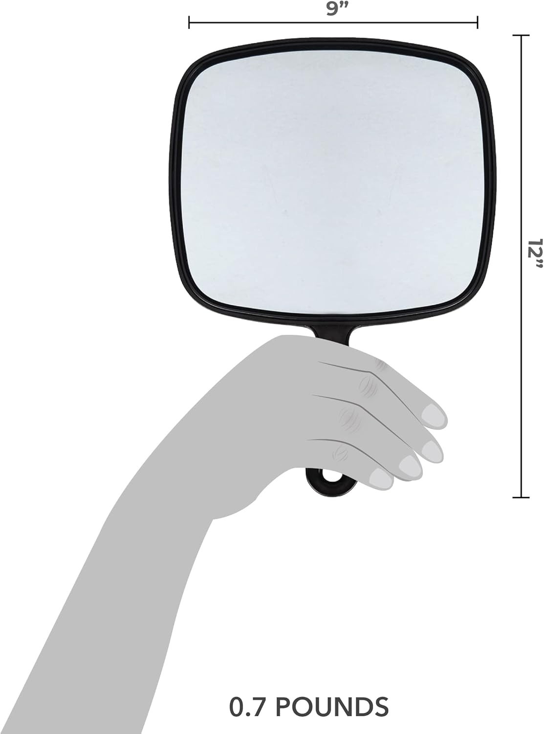 Hand Held Mirror Extra Large For Barber Lady Makeup Beauty Cosmetic With Handle