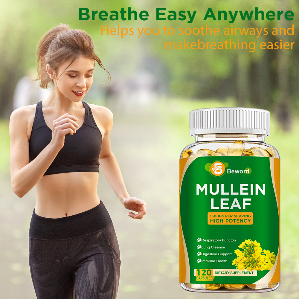 Mullein Leaf Capsules 1500mg – Support Lung Cleanse Respiratory Health Vegan 120