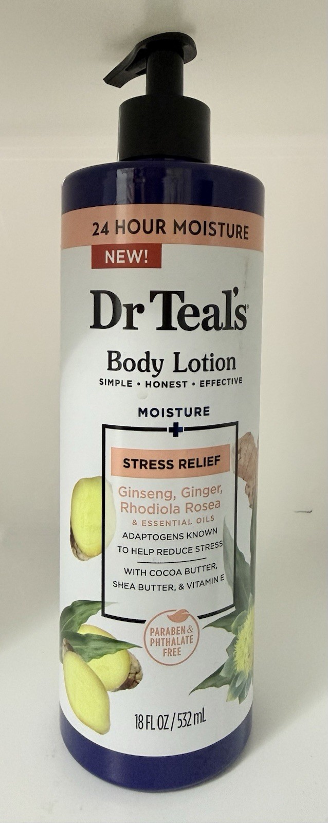 Dr Teal’s Stress Relief Body Lotion 18 Oz Ginseng Ginger Rhodiola Rosea
