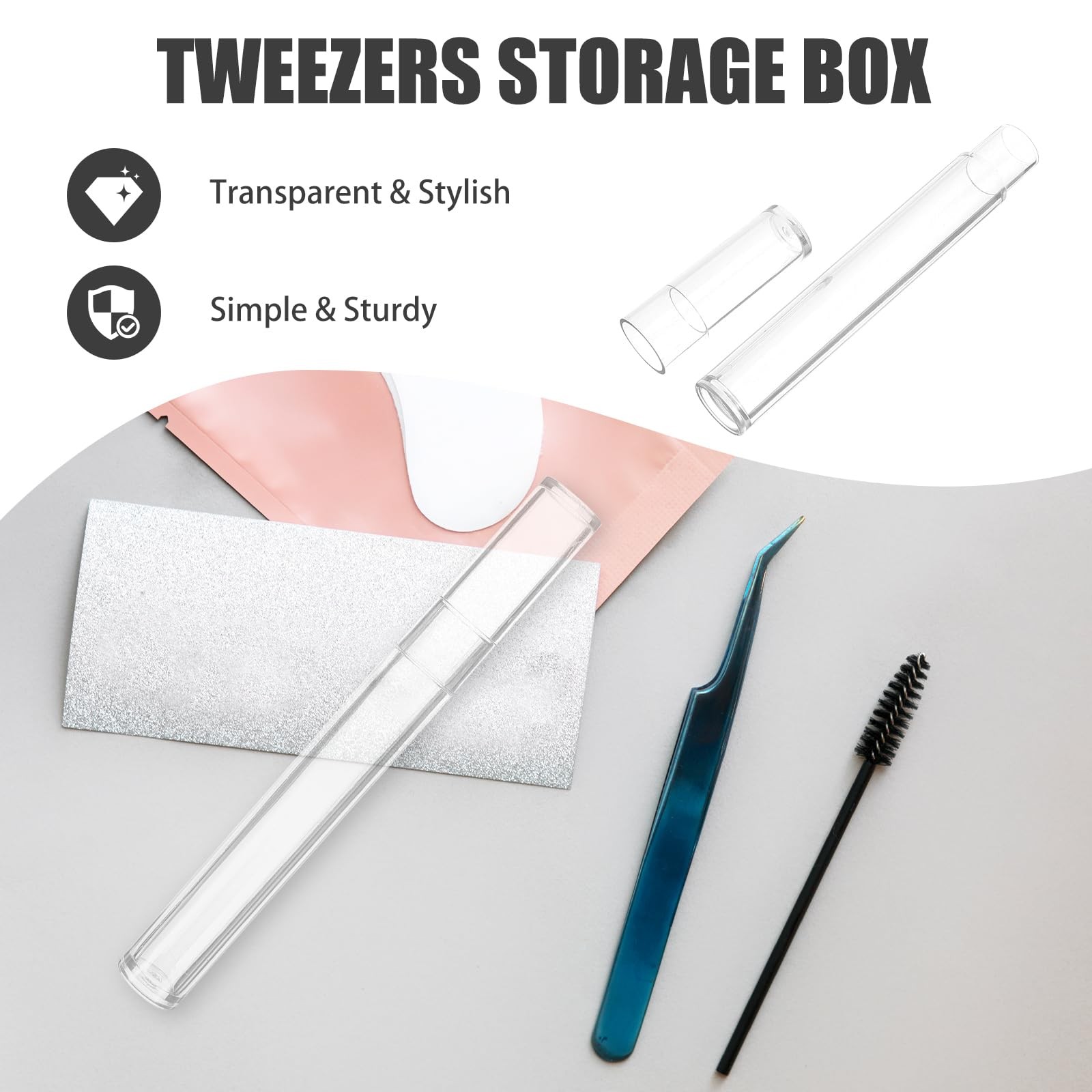 FRCOLOR Plastic Tweezers Storage Box with Lid 15.00X1.60X1.60CM, As Shown