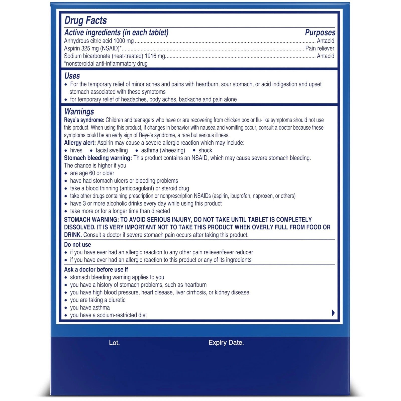 Alka-Seltzer Effervescent Tablets Original Flavor, Fast Multi-Symptom Relief