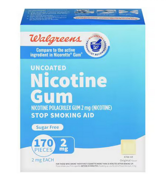 Nicotine Gum uncoated 2mg 170ct sugar free EX03/2028 SEALED “HOT SALE”Walgreens