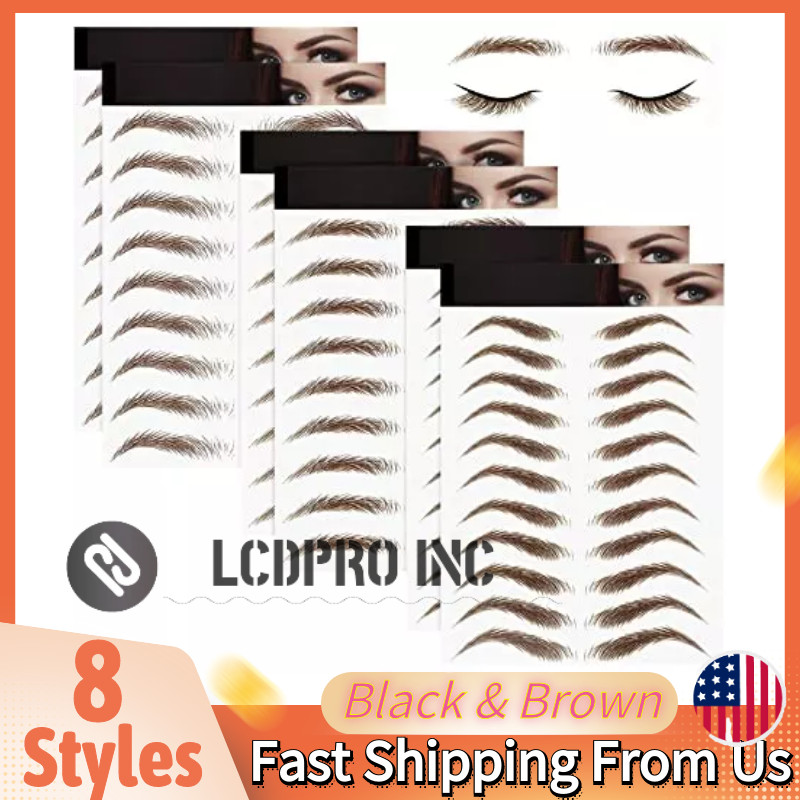 Eyebrow Tattoos 4D Hair-Like Waterproof Stickers Brown/Black Makeup Temporary