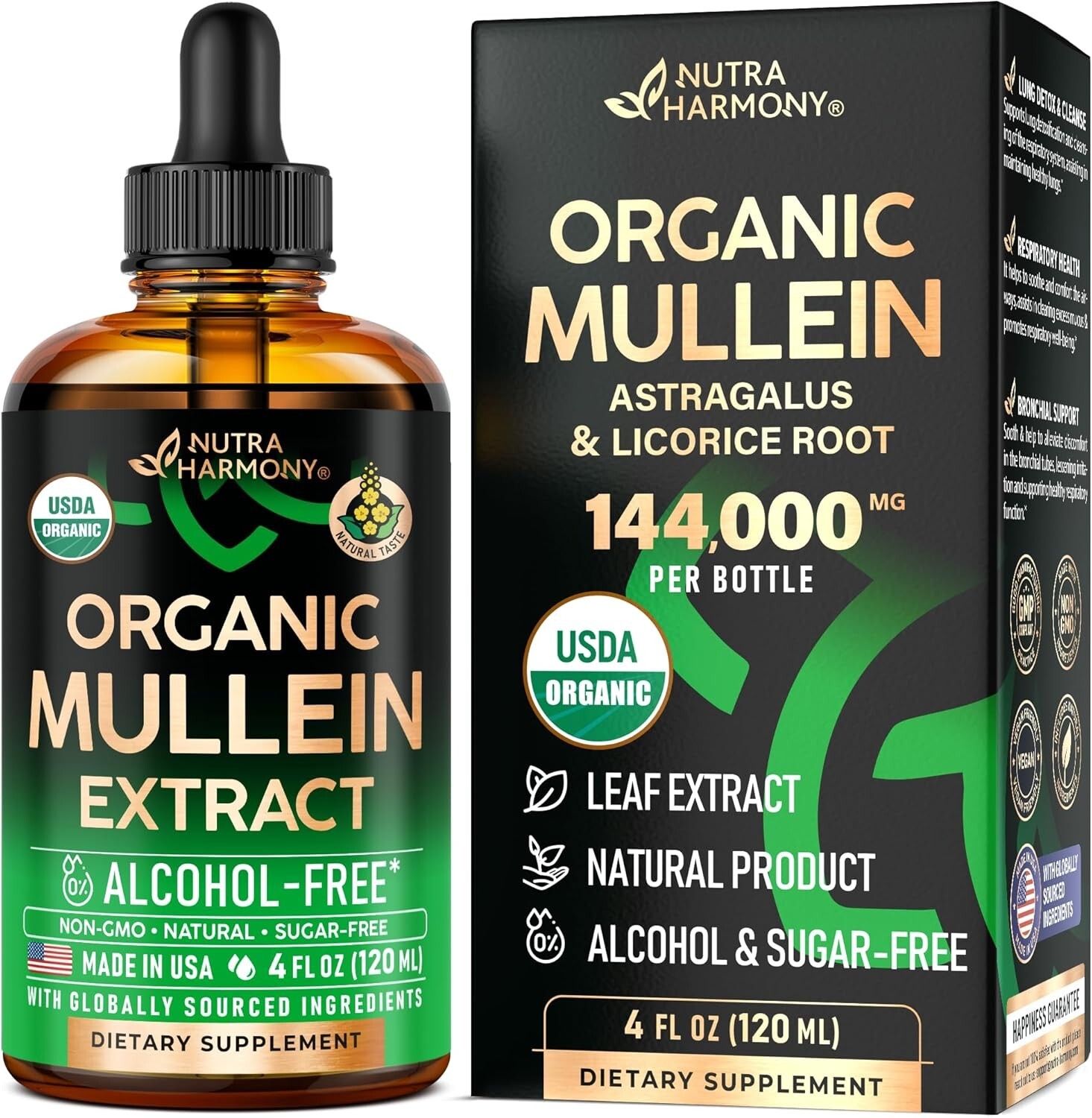 Mullein Drops for Lungs – USDA Organic Liquid – Mullein Leaf Extract Supplement!