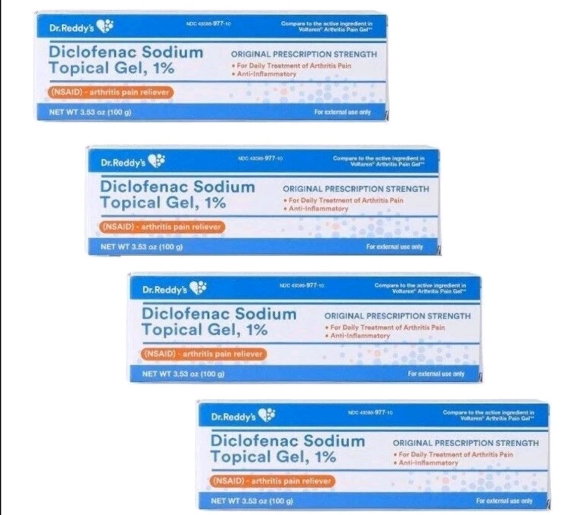 Diclofnac Gel 1% – Dr. Reddy’s Generic OTC – 4 TUBES × 100grams Exp: 8/2027 NEW